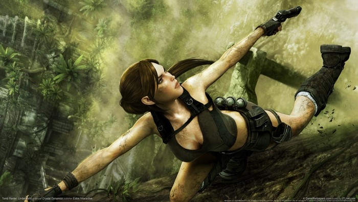 Lara Croft from Tomb Raider in a jungle