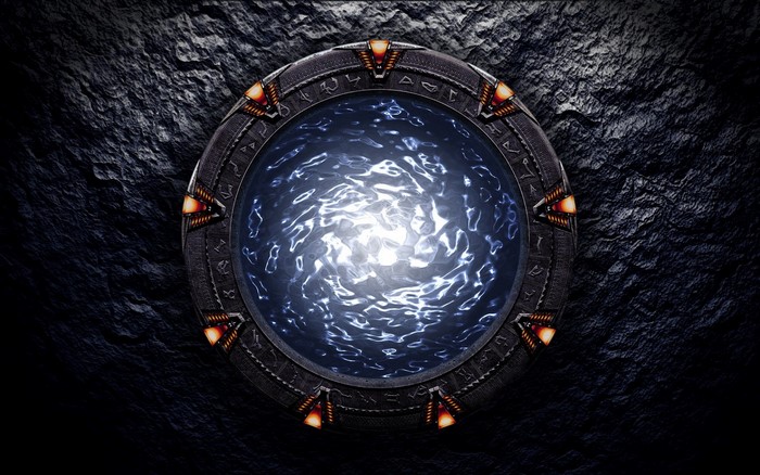 Stargate with glowing water portal