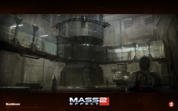 Mass Effect 2 concept art of industrial interior