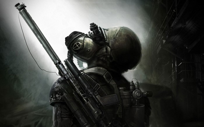 Soldier with sniper rifle from Metro Last Light