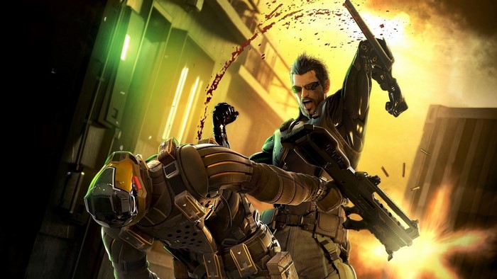 Adam Jensen from Deus Ex: Human Revolution fighting
