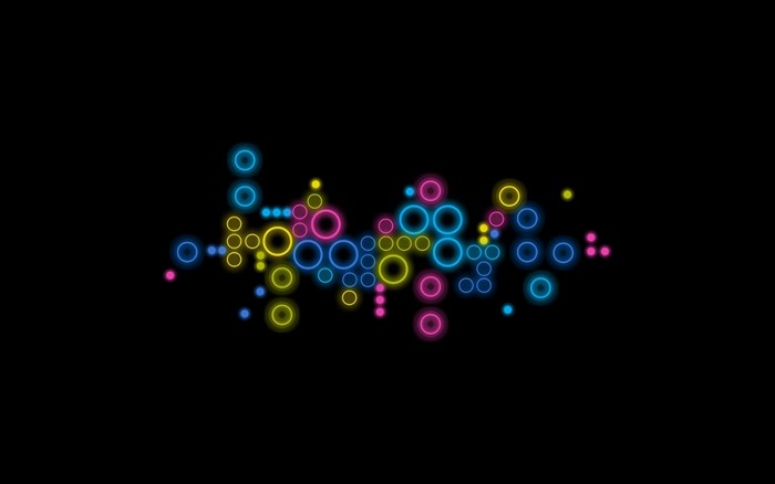 Abstract neon circles on black background
