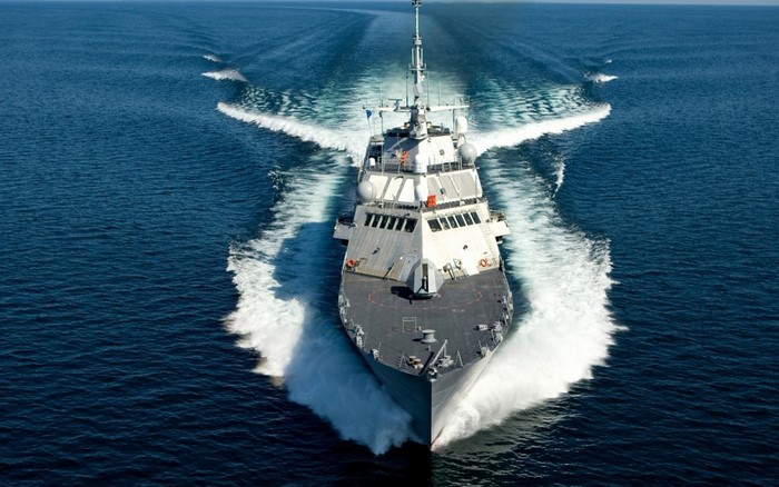 US Navy Littoral Combat Ship sailing on the ocean