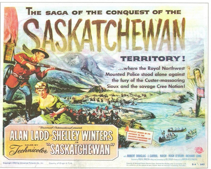 Saskatchewan film poster with Alan Ladd and Shelley Winters