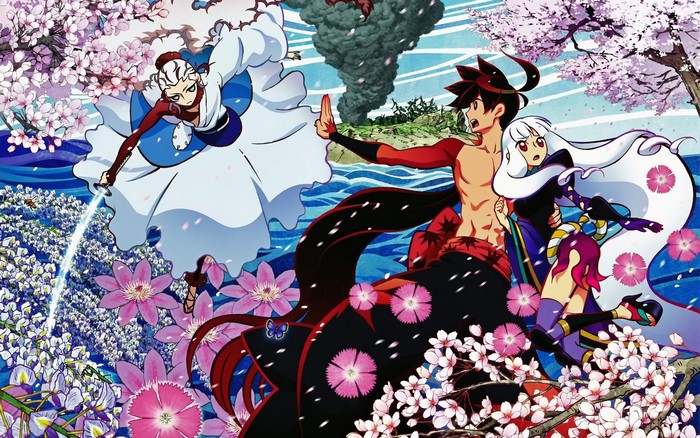 Togame and Yasuri Shichika from Katanagatari with cherry blossoms