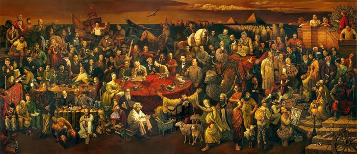 Iconic Historical and Cultural Figures Gathering