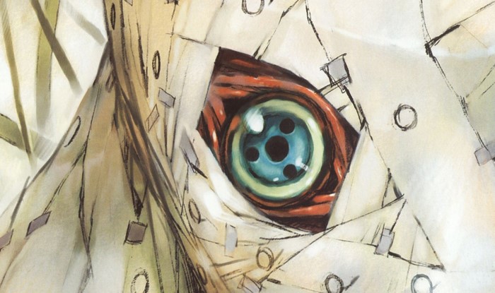 Close-up of a mechanical eye from Neon Genesis Evangelion