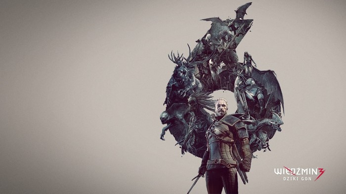 Geralt of Rivia from The Witcher 3 Wild Hunt with monsters