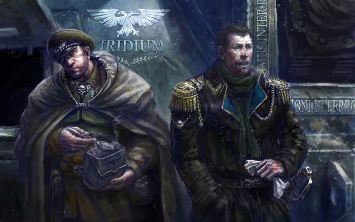 Two Imperial Guard officers in Warhammer 40,000