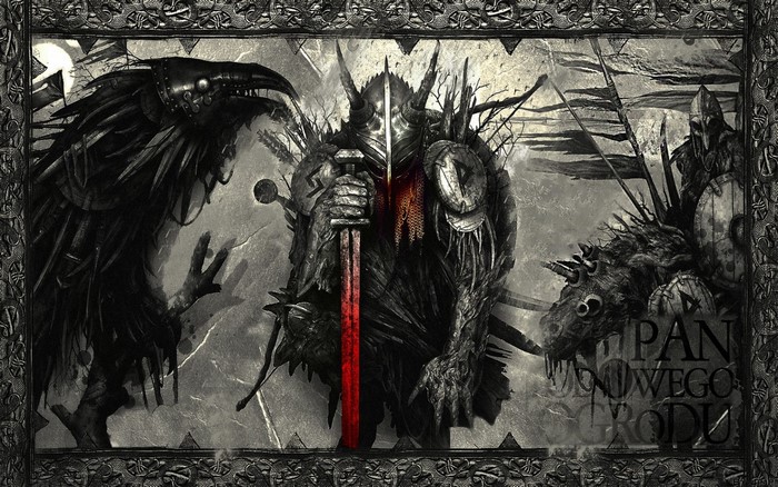 Pan Lodowego Ogrodu artwork with warrior and raven
