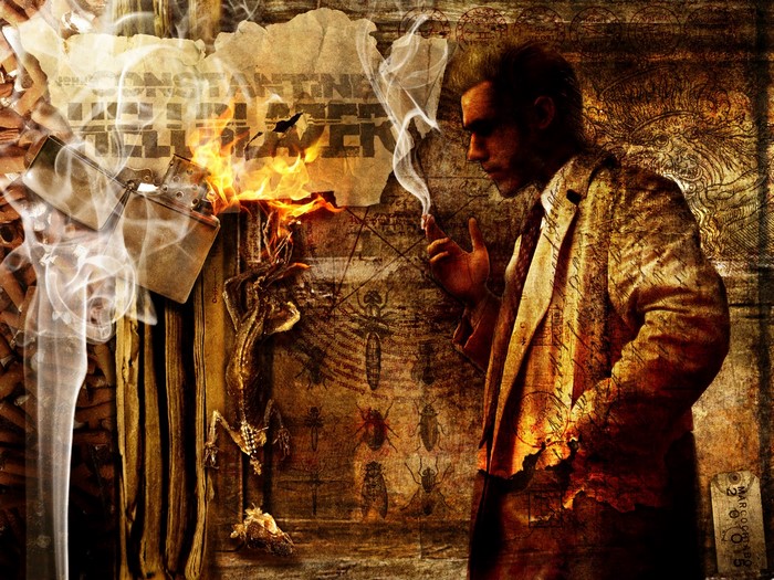 John Constantine from Hellblazer burning documents