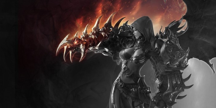 Lost Ark character with demonic armor and weapon