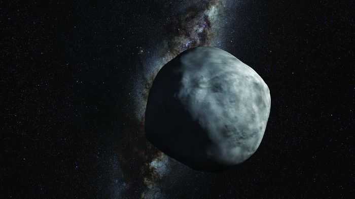Asteroid in front of the Milky Way galaxy