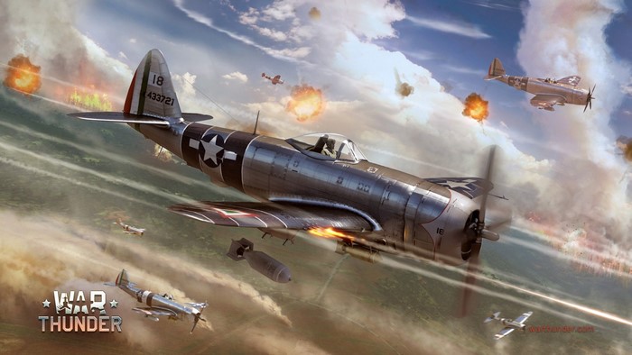 Republic P-47 Thunderbolt aircraft in aerial combat