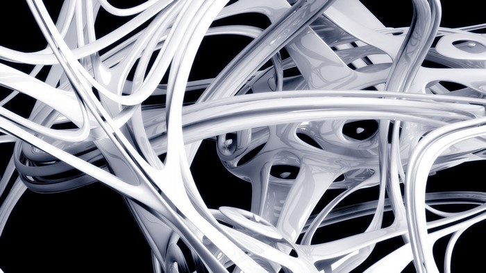 Abstract 3D render of white organic tubes