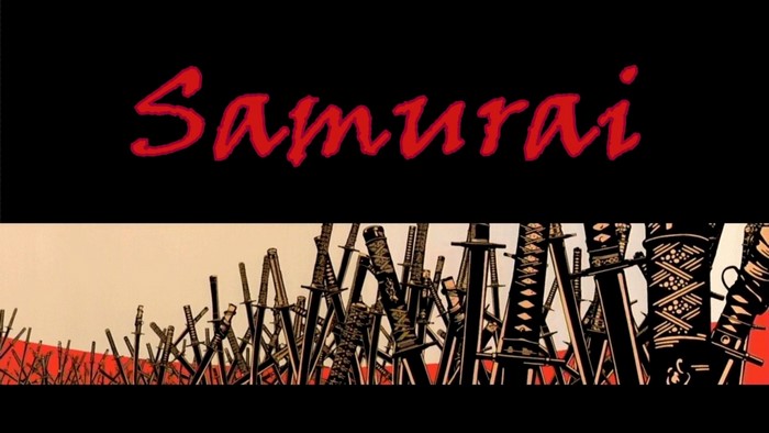 Samurai swords on a battlefield