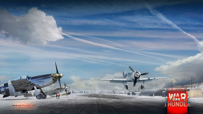 War Thunder airplanes on a snowy airfield