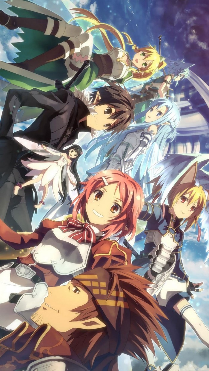 Sword Art Online characters in a group illustration