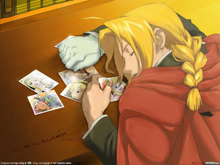 Edward Elric from Fullmetal Alchemist sleeping with photos