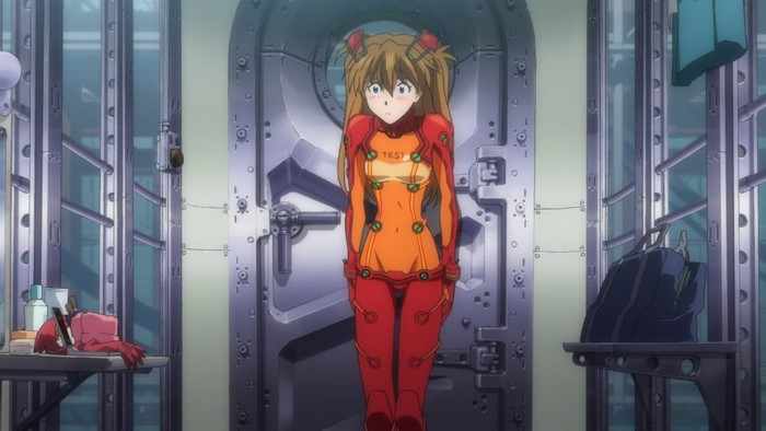 Asuka Langley Soryu from Neon Genesis Evangelion in a test suit