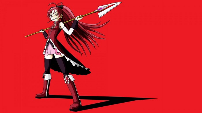 Kyoko Sakura from Mahou Shoujo Madoka Magica with a spear