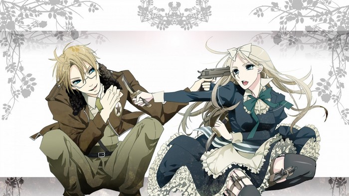 Anime characters with a gun and a knife