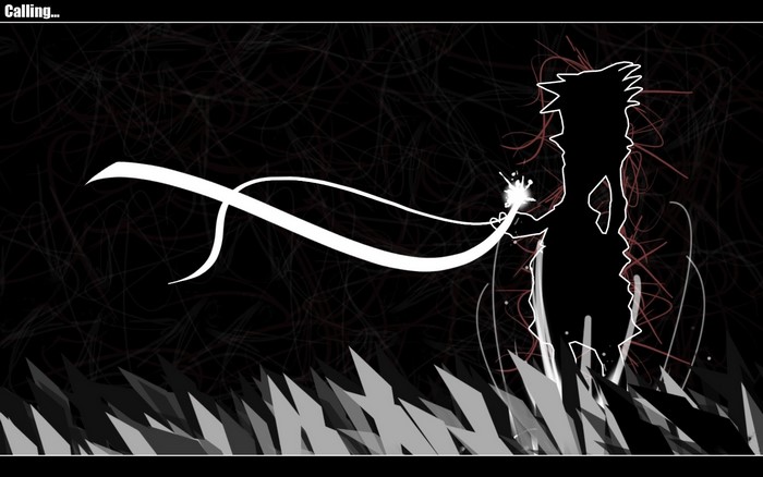 Silhouette of a figure with a white energy stream