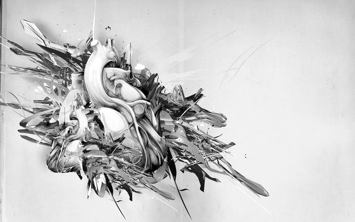 Abstract monochrome illustration of organic shapes