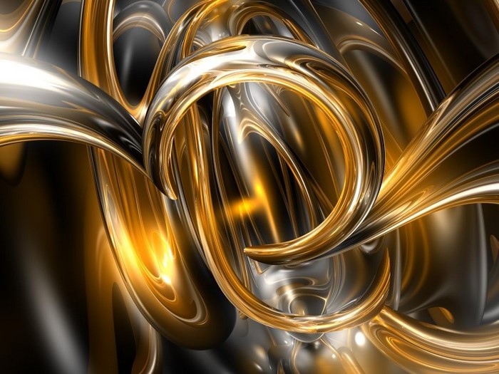 Abstract gold and silver metallic swirls