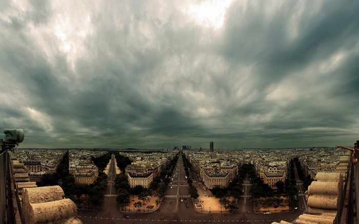 Panoramic view of Paris cityscape from a high vantage point