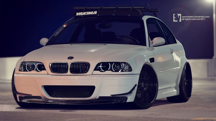 White BMW M3 Coupe with Yakima Roof Rack