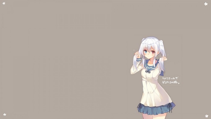 Anime girl with heterochromia and pigtails in a school uniform