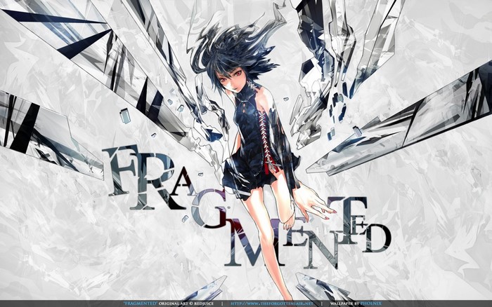 Fragmented Anime Girl with Shattered Background