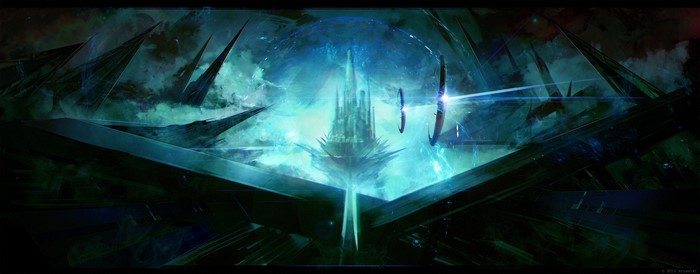 Futuristic Space Fortress Under Energy Dome