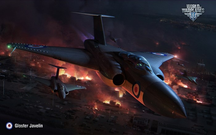 Gloster Javelin from World of Warplanes over burning city