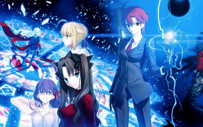 Fate/hollow ataraxia characters with Saber, Rin, Sakura, Bazett, and Karen
