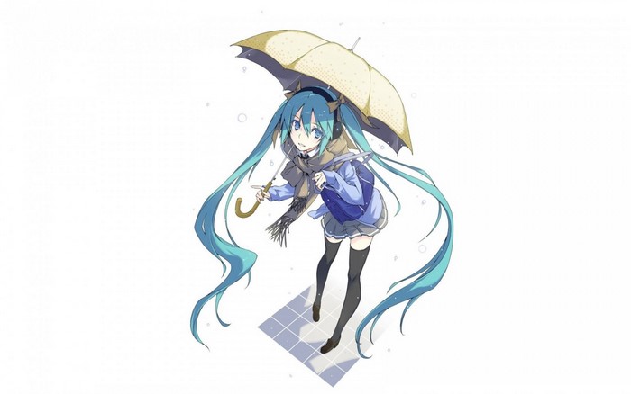 Hatsune Miku with Umbrella in the Rain