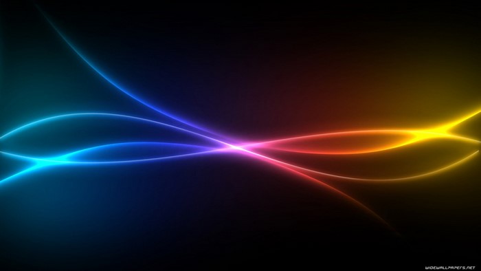 Abstract light waves in blue, purple, orange, and yellow