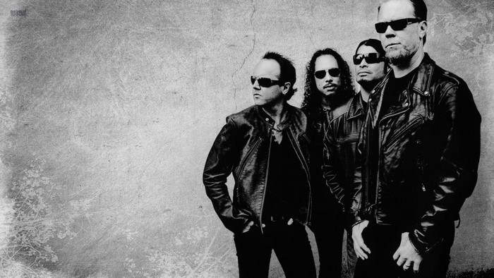 Metallica band members in black and white