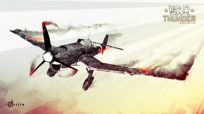 War Thunder airplane with smoke trails
