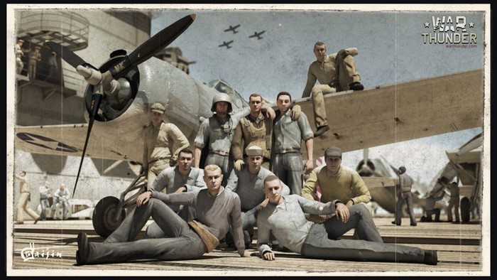 War Thunder: Crew Posing with Airplane