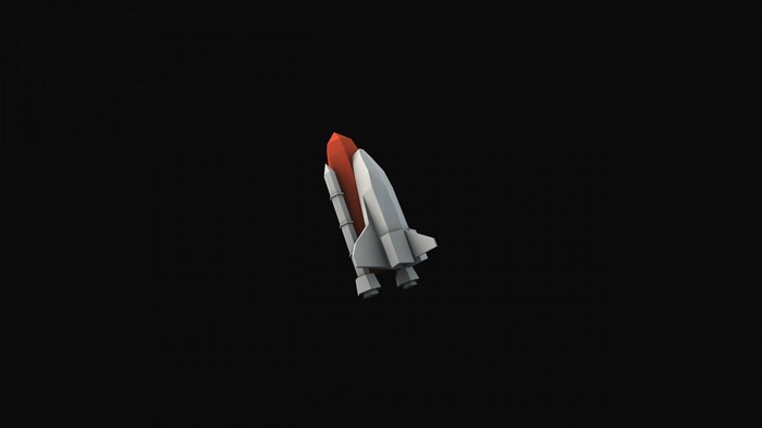 Minimalist space shuttle in darkness