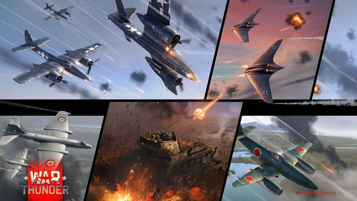 War Thunder airplanes and tank in combat