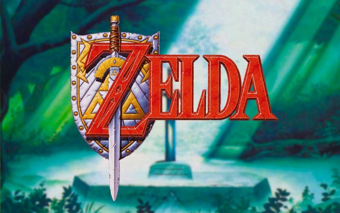 The Legend of Zelda logo with Master Sword and Hylian Shield