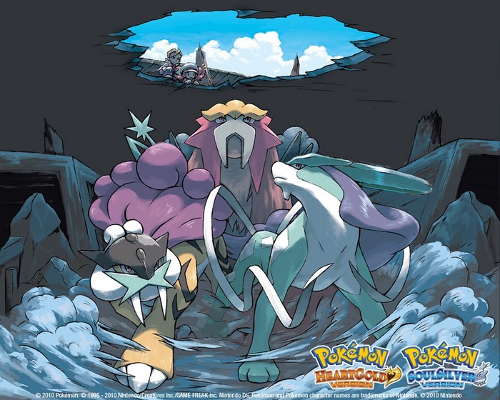 Raikou, Entei, and Suicune from Pokémon HeartGold and SoulSilver