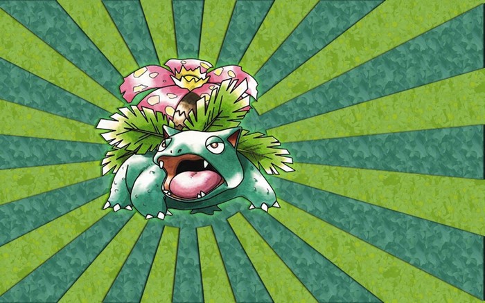 Venusaur from Pokemon with a floral background