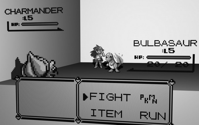 Pokemon battle between Charmander and Bulbasaur