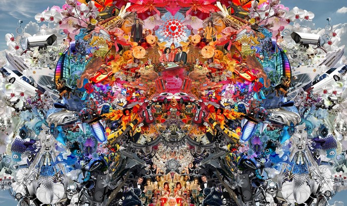 Symmetrical Collage of Toys and Carnival Elements