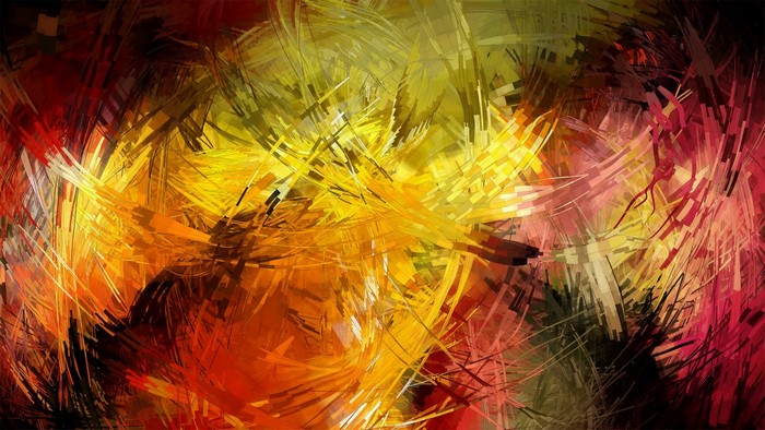 Abstract digital art with red and yellow brushstrokes