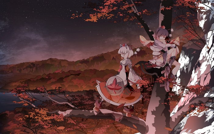 Inubashiri Momiji and Shameimaru Aya from Touhou in autumn